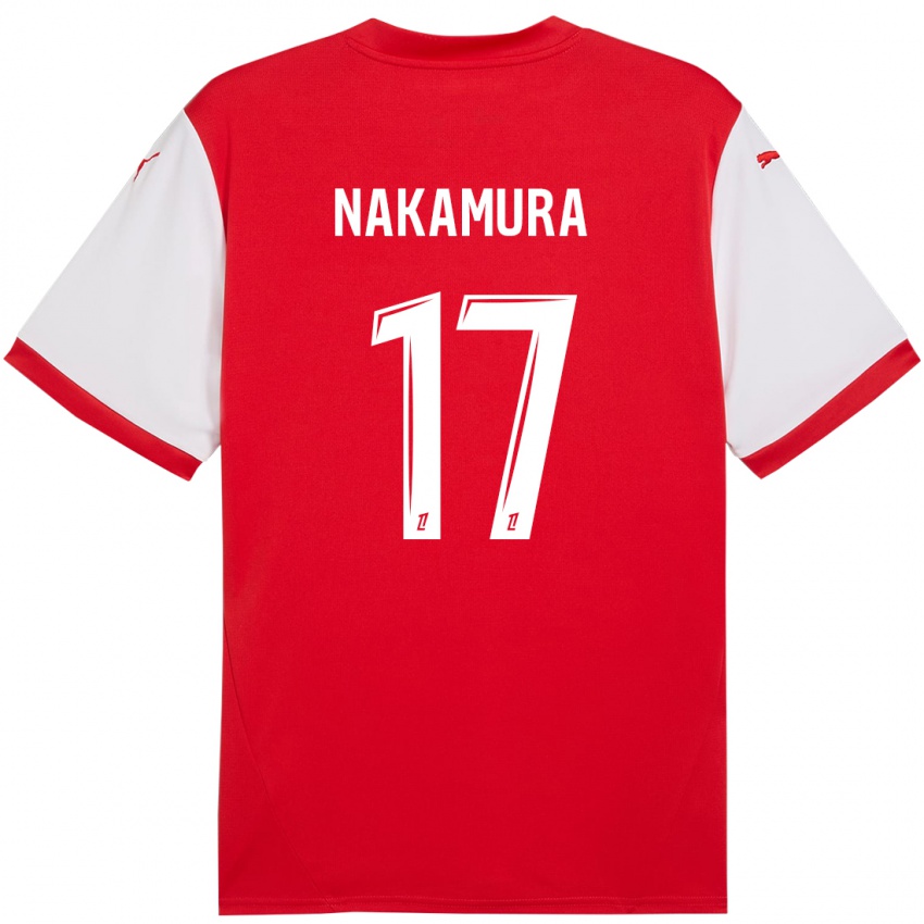 Herren Keito Nakamura #17 Rot Weiß Heimtrikot Trikot 2024/25 T-Shirt