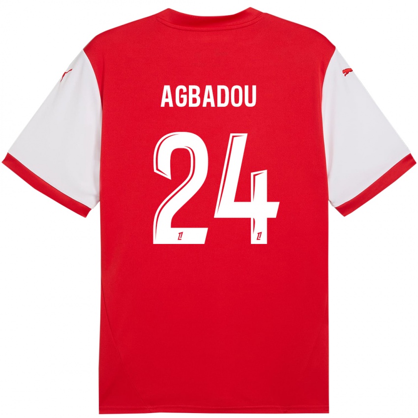 Herren Emmanuel Agbadou #24 Rot Weiß Heimtrikot Trikot 2024/25 T-Shirt