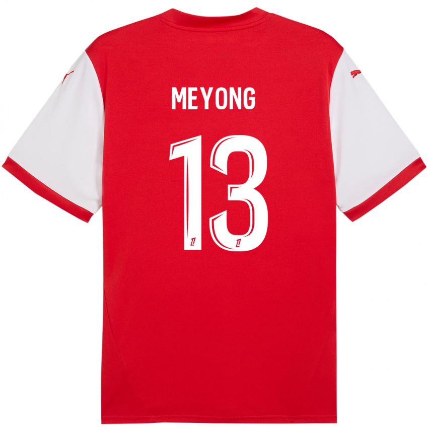 Herren Charlène Meyong #13 Rot Weiß Heimtrikot Trikot 2024/25 T-Shirt