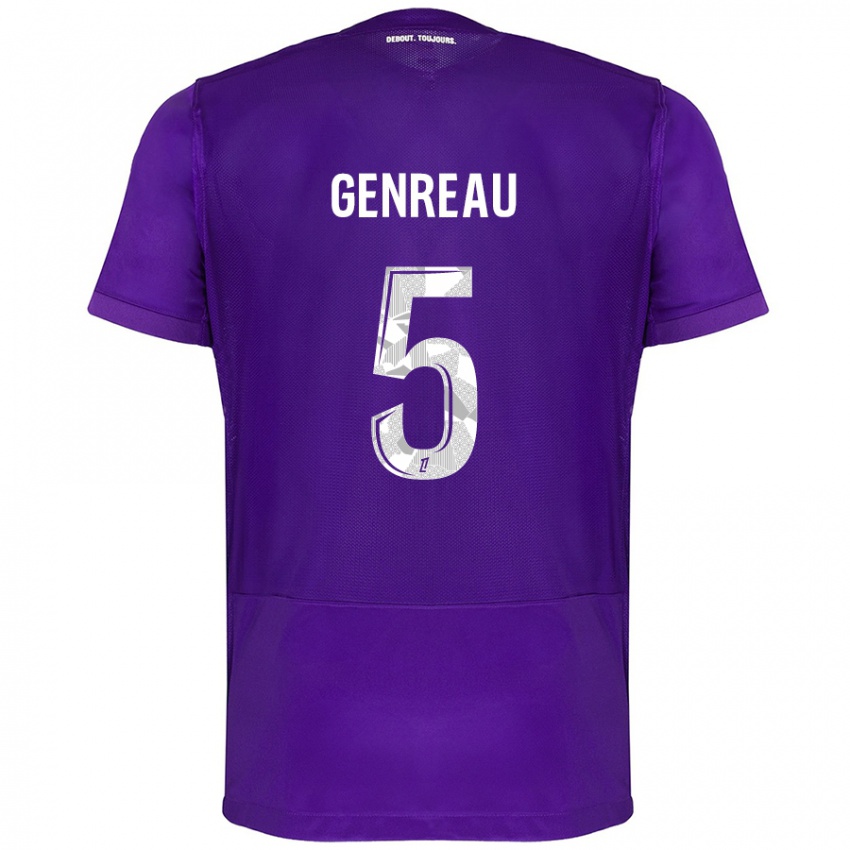 Herren Denis Genreau #5 Violett Weiß Heimtrikot Trikot 2024/25 T-Shirt