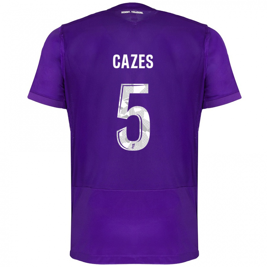 Herren Manon Cazes #5 Violett Weiß Heimtrikot Trikot 2024/25 T-Shirt