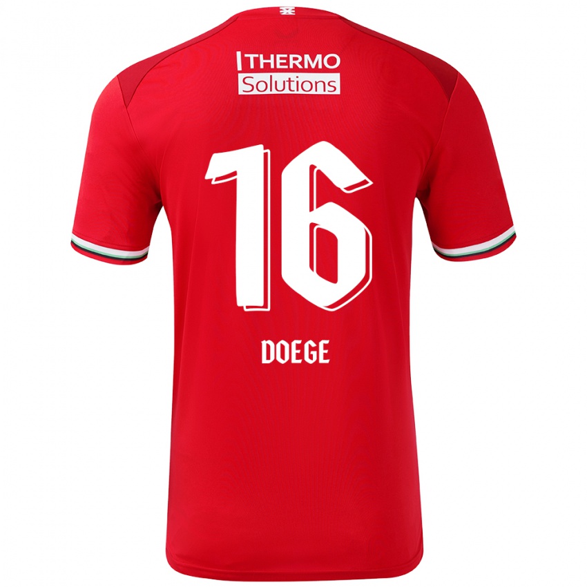 Herren Leonie Doege #16 Rot Weiß Heimtrikot Trikot 2024/25 T-Shirt