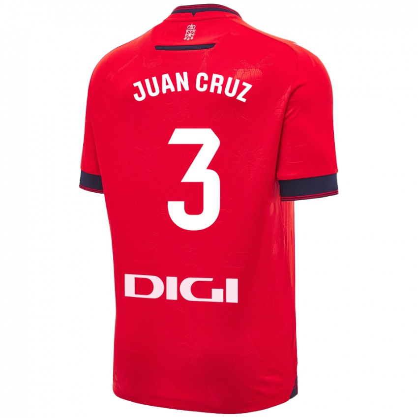 Herren Juan Cruz #3 Rot Weiß Heimtrikot Trikot 2024/25 T-Shirt