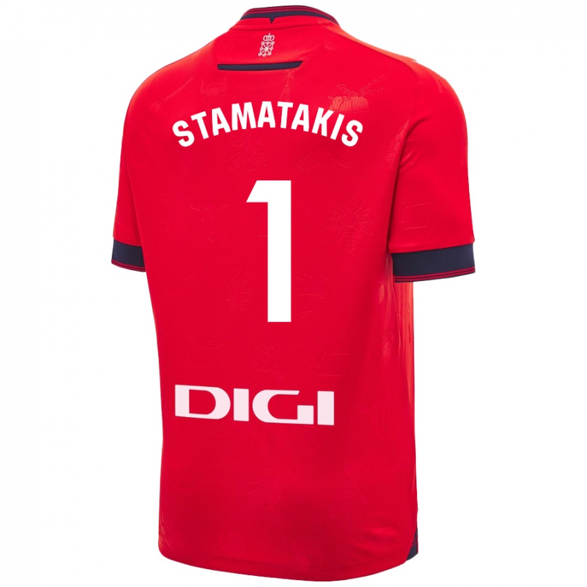 Herren Dimitrios Stamatakis #1 Rot Weiß Heimtrikot Trikot 2024/25 T-Shirt