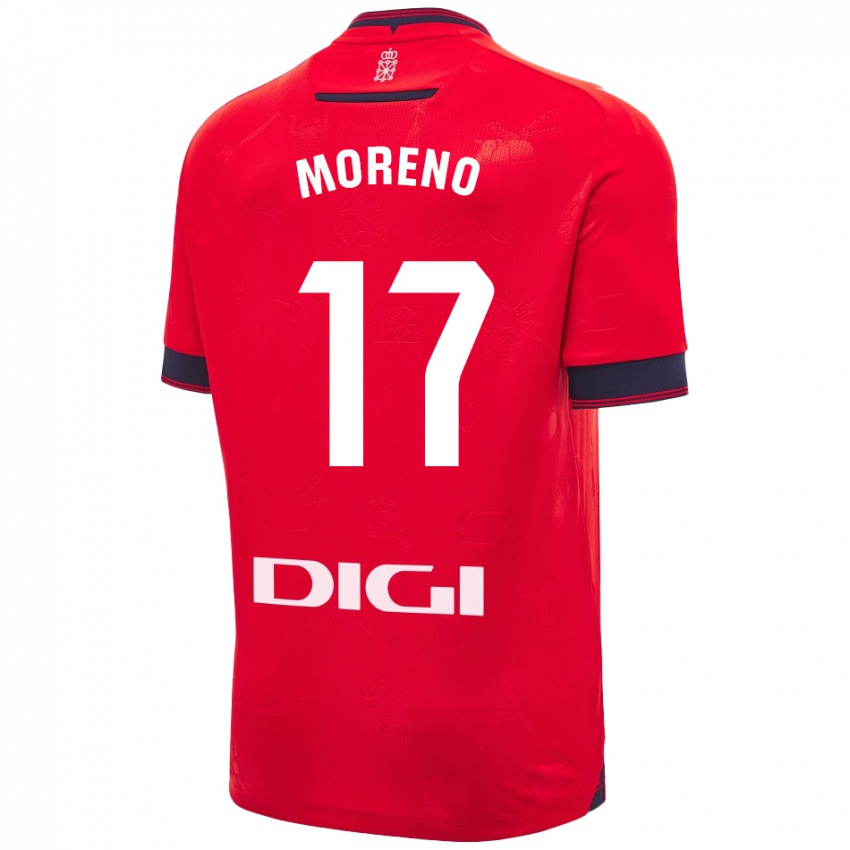 Herren Pablo Moreno #17 Rot Weiß Heimtrikot Trikot 2024/25 T-Shirt