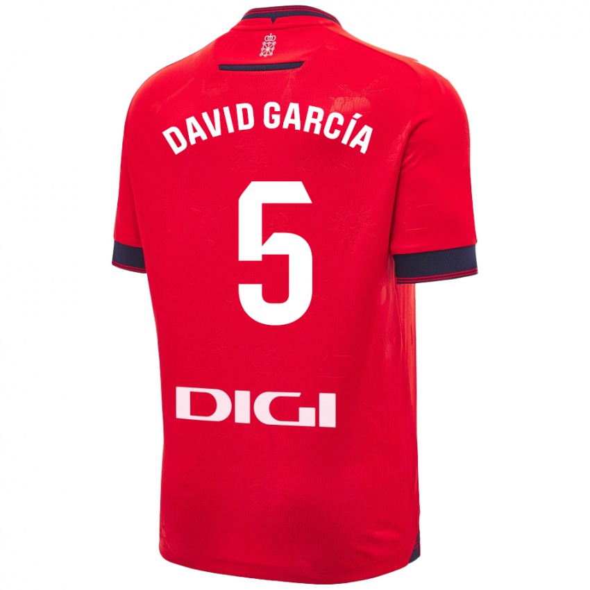 Herren David García #5 Rot Weiß Heimtrikot Trikot 2024/25 T-Shirt