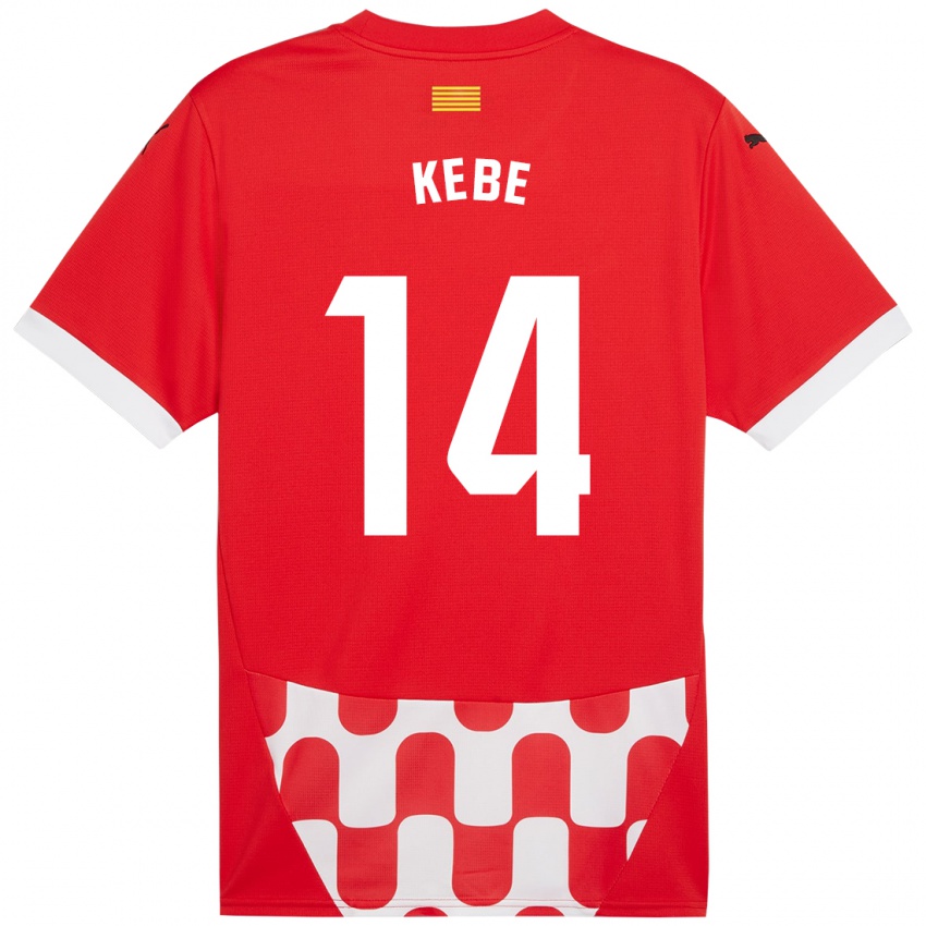 Herren Moussa Kébé #14 Rot Weiß Heimtrikot Trikot 2024/25 T-Shirt