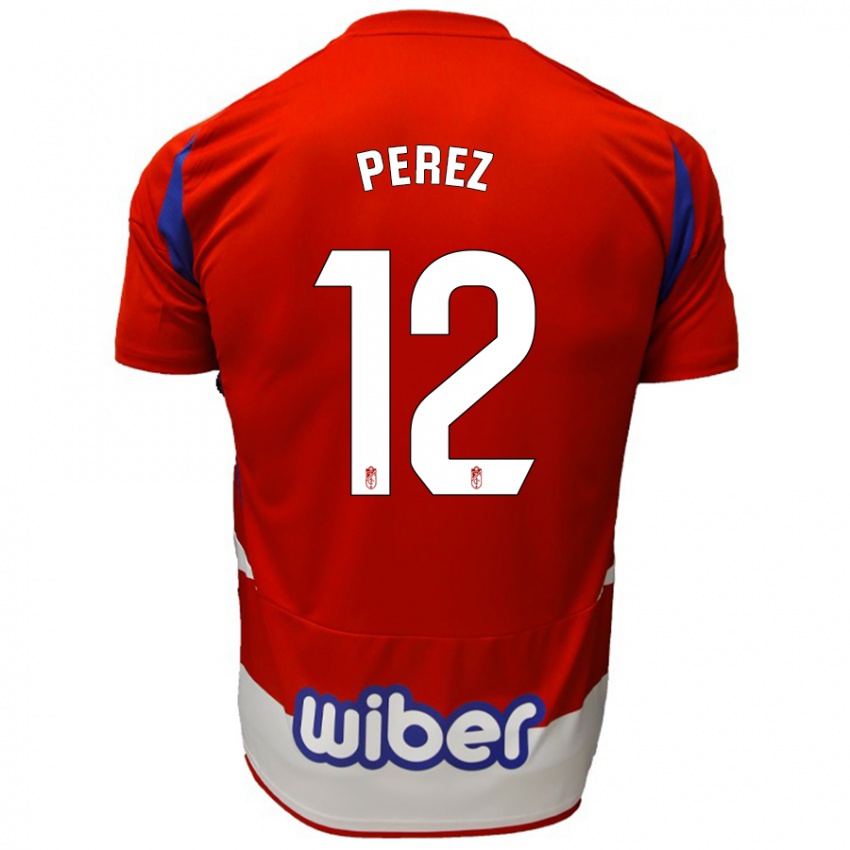 Herren Alba Pérez #12 Rot Weiß Blau Heimtrikot Trikot 2024/25 T-Shirt