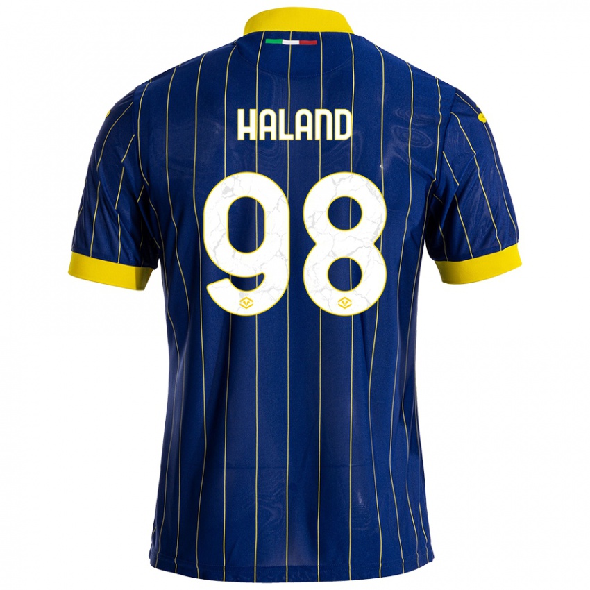 Herren Benedicte Iversen Håland #98 Blau Gelb Heimtrikot Trikot 2024/25 T-Shirt