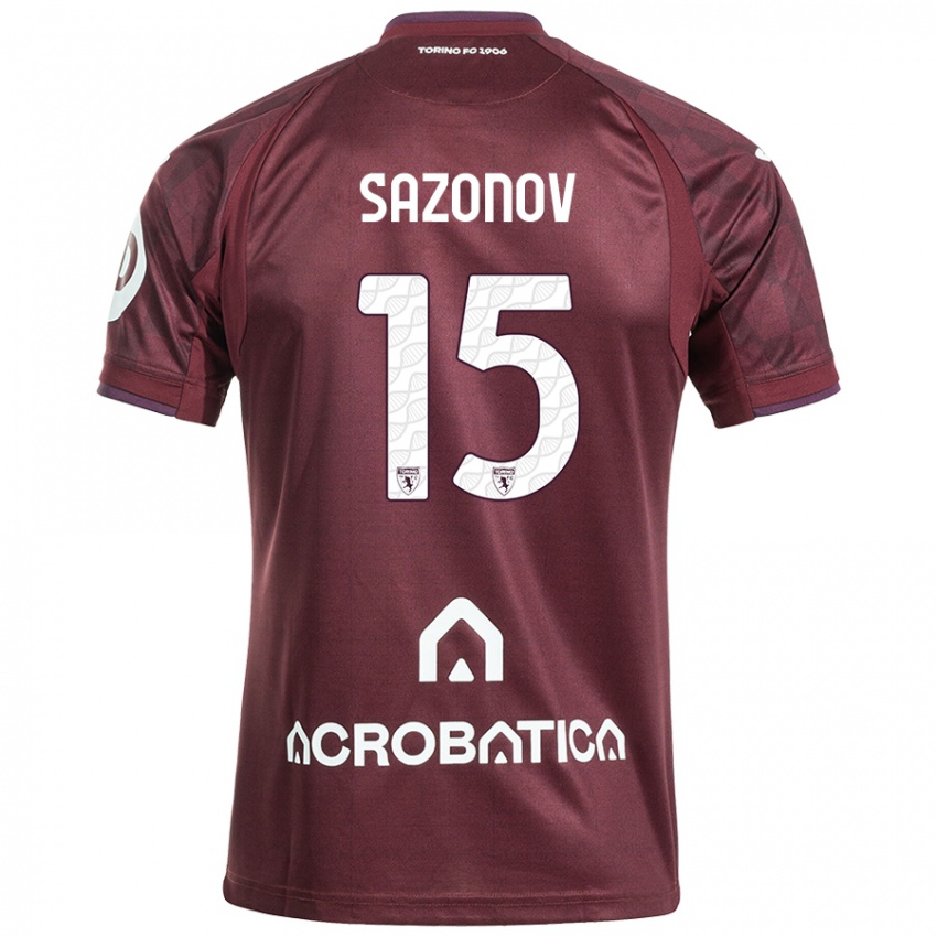 Herren Saba Sazonov #15 Kastanienbraun Weiß Heimtrikot Trikot 2024/25 T-Shirt