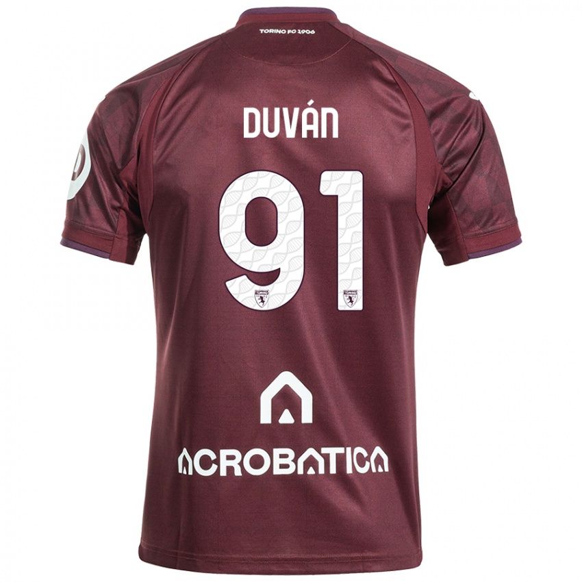 Herren Duvan Zapata #91 Kastanienbraun Weiß Heimtrikot Trikot 2024/25 T-Shirt