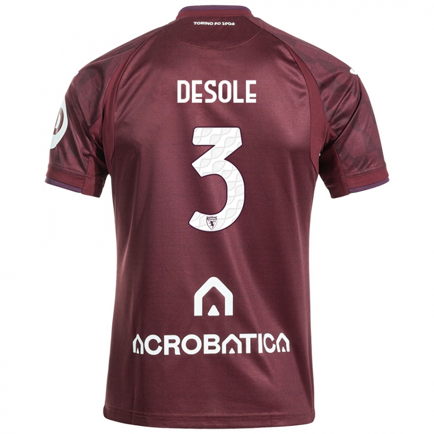 Herren Fabio Desole #3 Kastanienbraun Weiß Heimtrikot Trikot 2024/25 T-Shirt