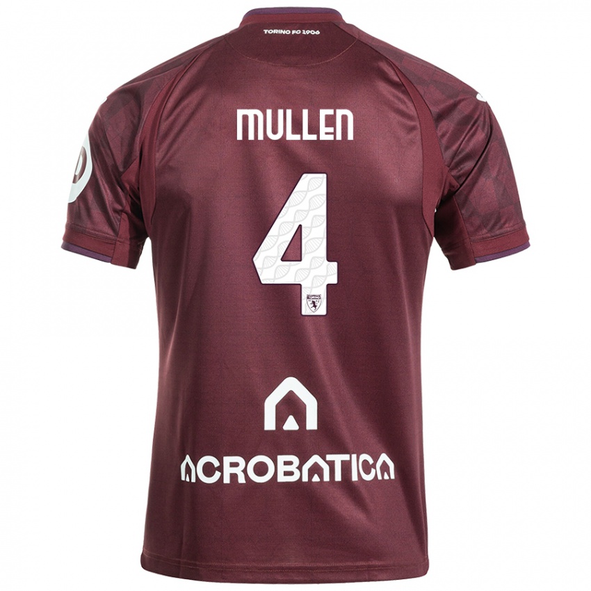 Herren Senan Mullen #4 Kastanienbraun Weiß Heimtrikot Trikot 2024/25 T-Shirt