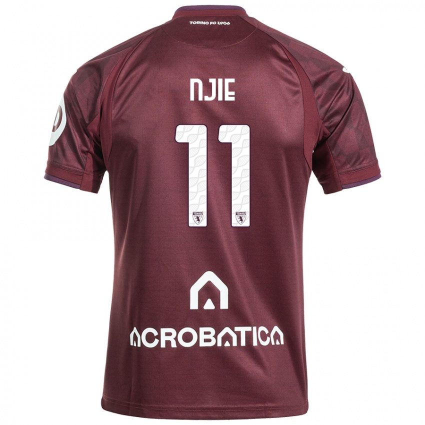 Herren Alieu Njie #11 Kastanienbraun Weiß Heimtrikot Trikot 2024/25 T-Shirt