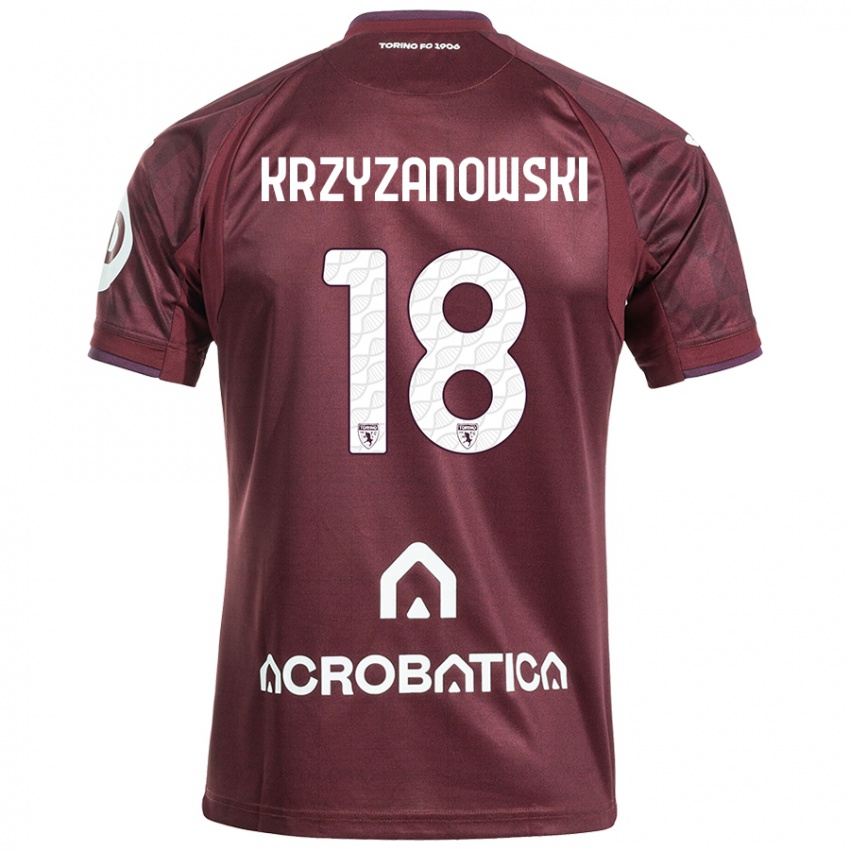 Herren Jakub Krzyzanowski #18 Kastanienbraun Weiß Heimtrikot Trikot 2024/25 T-Shirt