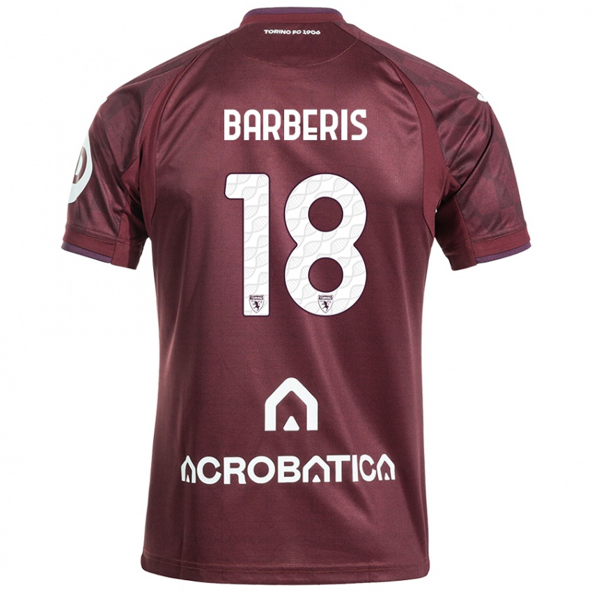 Herren Laura Barberis #18 Kastanienbraun Weiß Heimtrikot Trikot 2024/25 T-Shirt