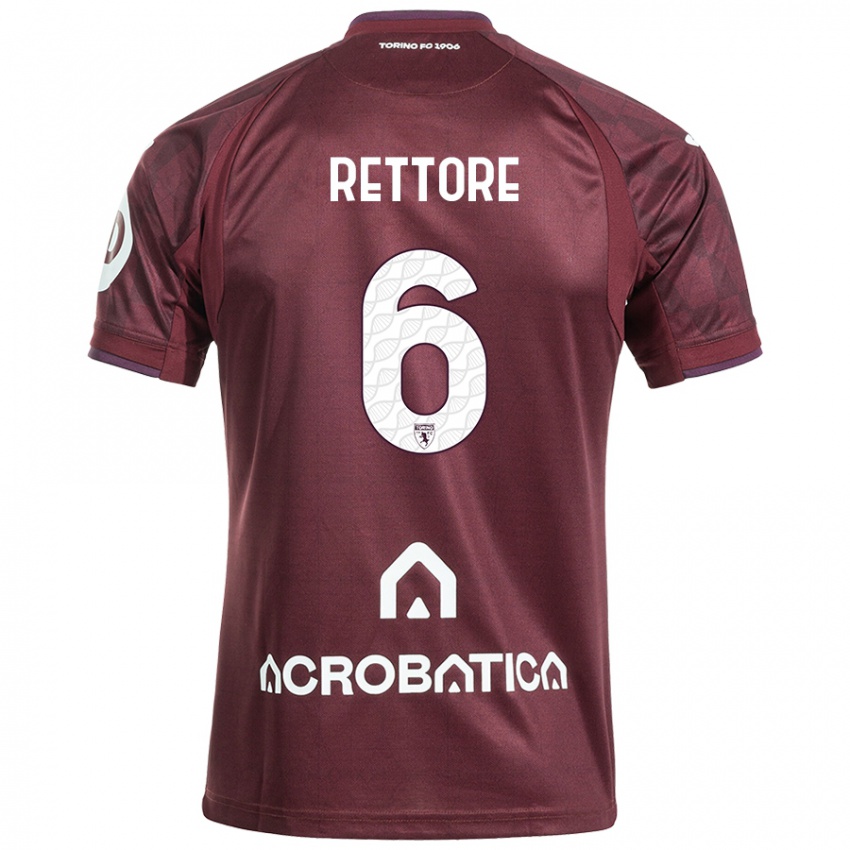 Herren Mirko Rettore #6 Kastanienbraun Weiß Heimtrikot Trikot 2024/25 T-Shirt