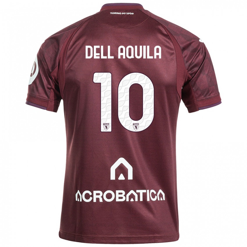 Herren Francesco Dell'aquila #10 Kastanienbraun Weiß Heimtrikot Trikot 2024/25 T-Shirt