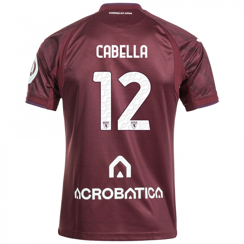 Herren Matteo Cabella #12 Kastanienbraun Weiß Heimtrikot Trikot 2024/25 T-Shirt