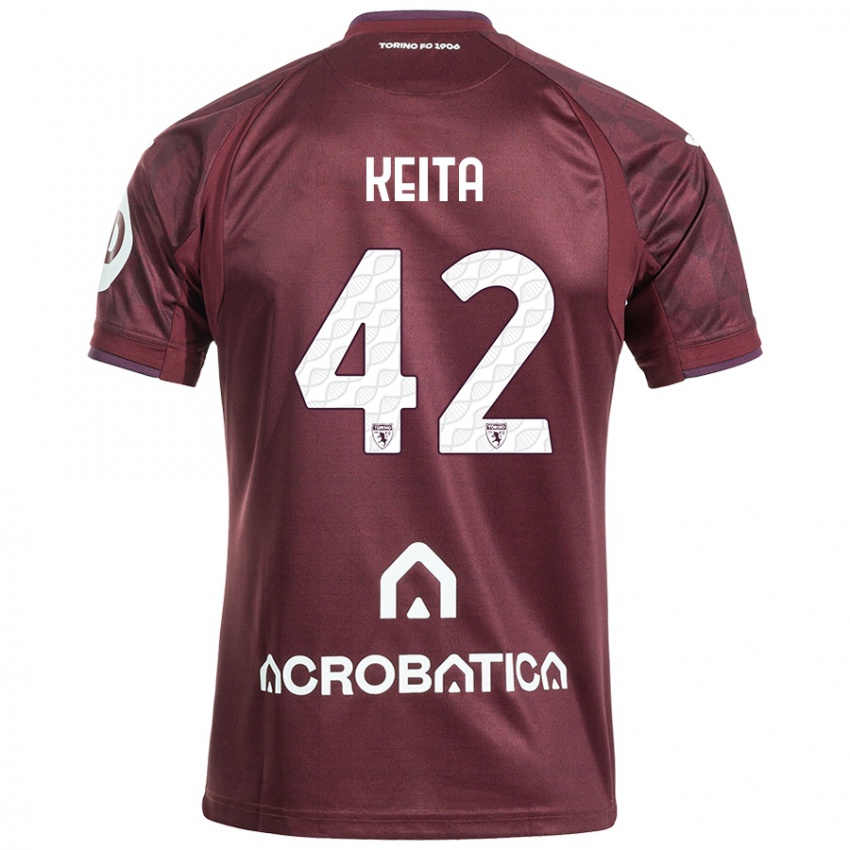 Herren Karamoko Keita #42 Kastanienbraun Weiß Heimtrikot Trikot 2024/25 T-Shirt