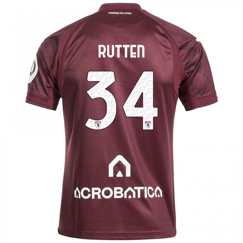 Herren Jill Rutten #34 Kastanienbraun Weiß Heimtrikot Trikot 2024/25 T-Shirt