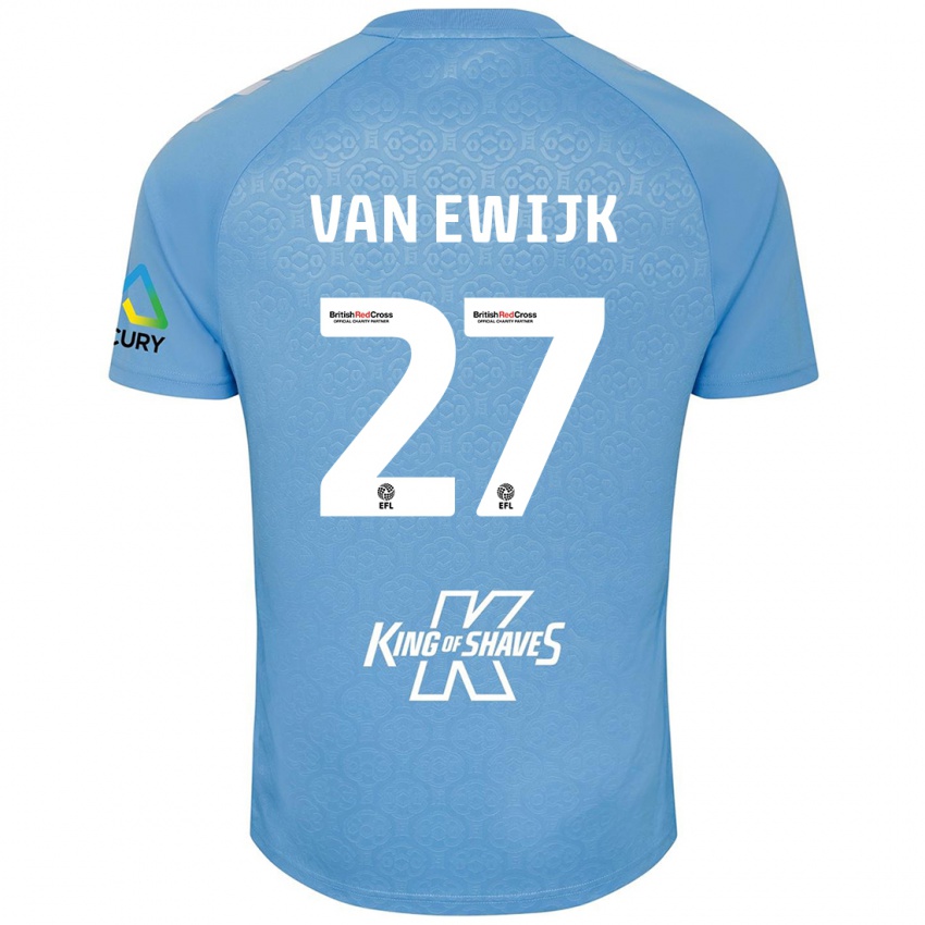 Herren Milan Van Ewijk #27 Blau Weiß Heimtrikot Trikot 2024/25 T-Shirt