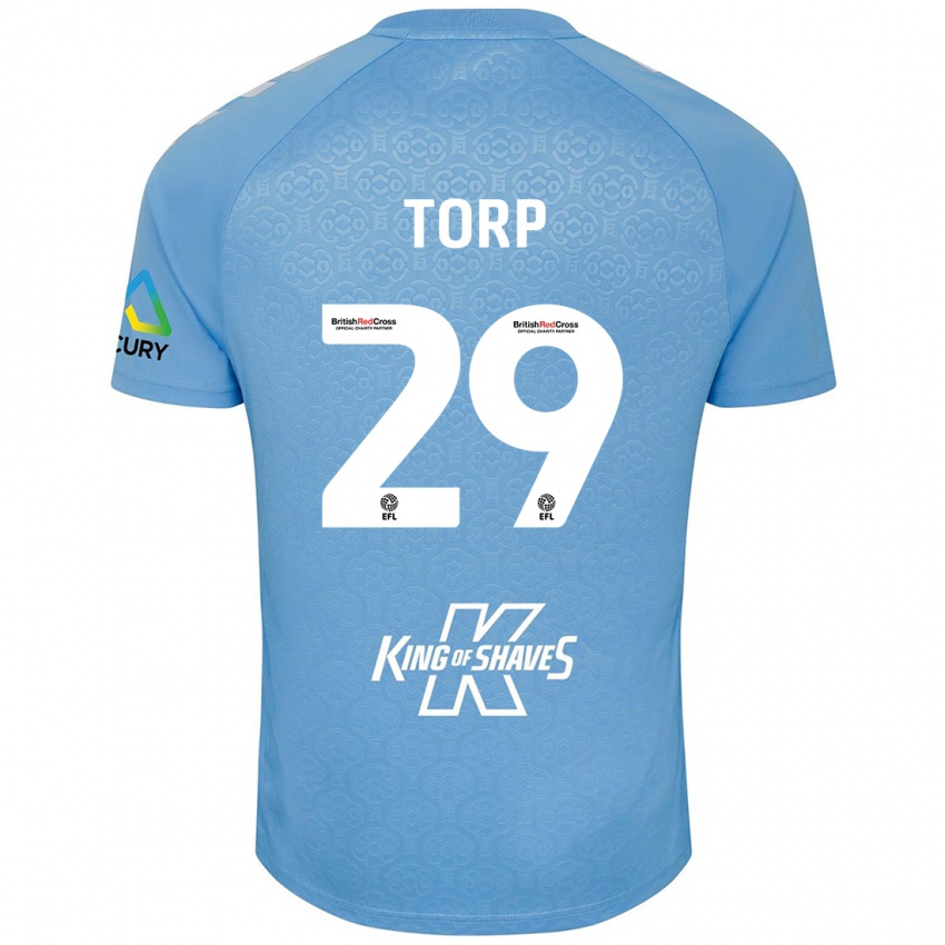 Herren Victor Torp #29 Blau Weiß Heimtrikot Trikot 2024/25 T-Shirt