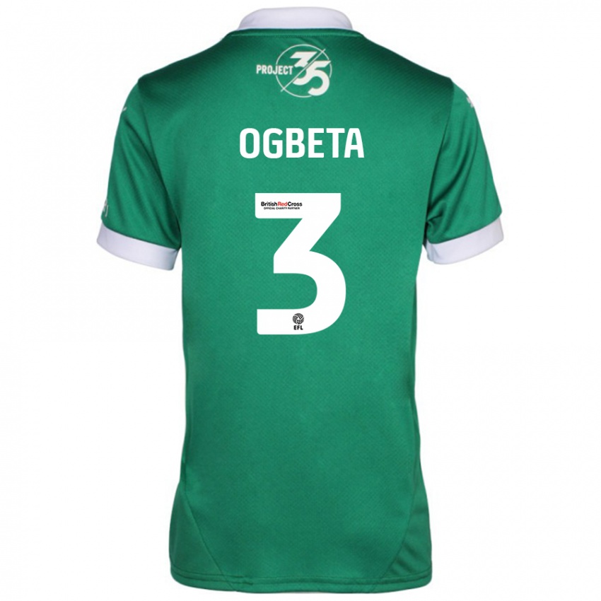 Herren Nathanael Ogbeta #3 Grün Weiß Heimtrikot Trikot 2024/25 T-Shirt