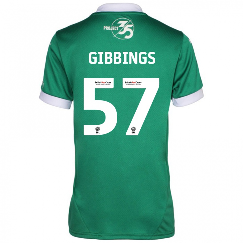 Herren Cole Gibbings #57 Grün Weiß Heimtrikot Trikot 2024/25 T-Shirt