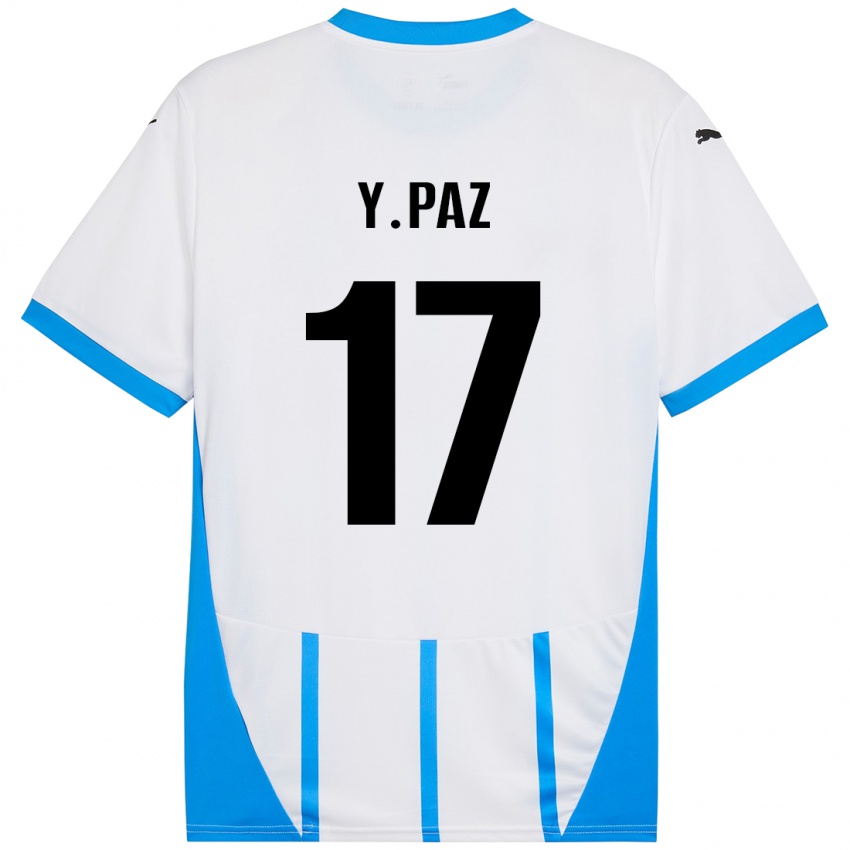 Herren Yeferson Paz #17 Weiß Blau Auswärtstrikot Trikot 2024/25 T-Shirt