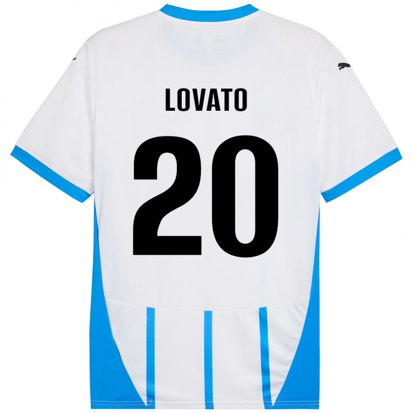 Herren Matteo Lovato #20 Weiß Blau Auswärtstrikot Trikot 2024/25 T-Shirt