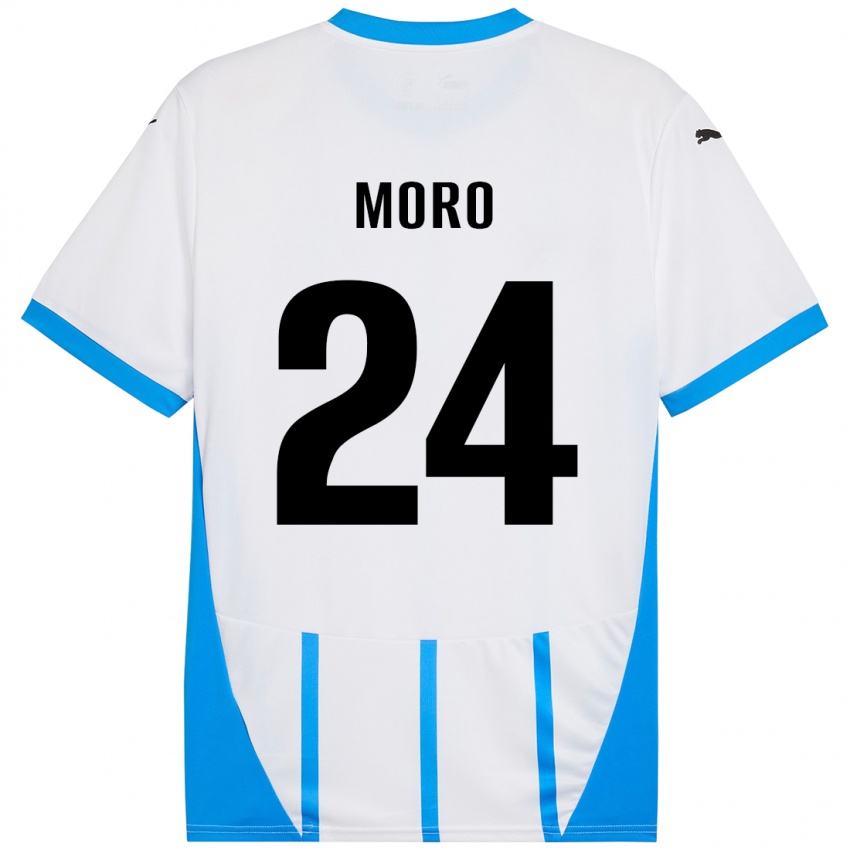 Herren Luca Moro #24 Weiß Blau Auswärtstrikot Trikot 2024/25 T-Shirt