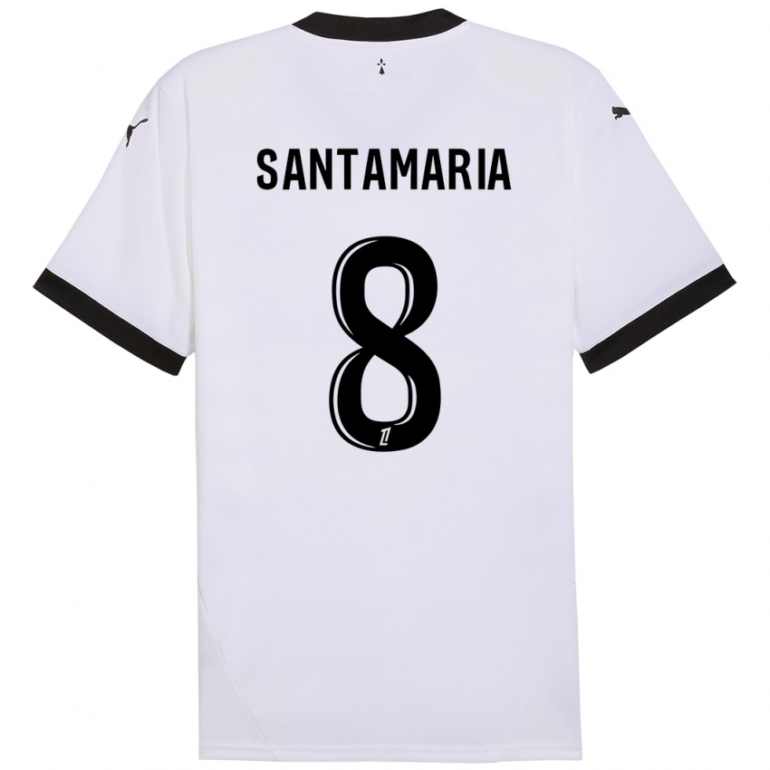 Herren Baptiste Santamaria #8 Weiß Schwarz Auswärtstrikot Trikot 2024/25 T-Shirt