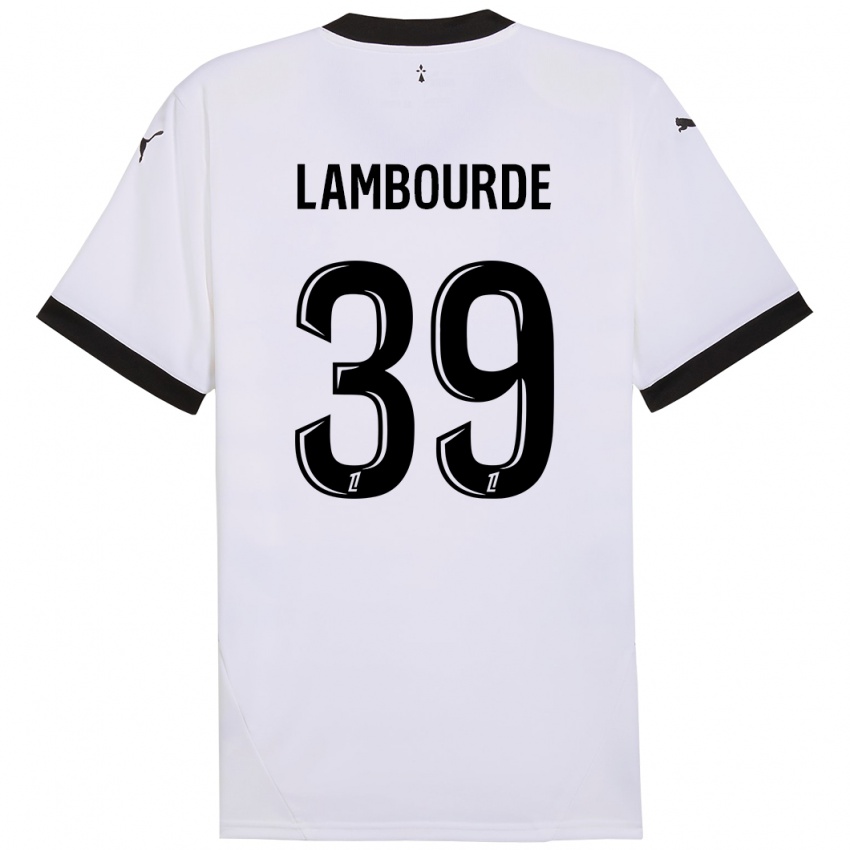 Herren Mathis Lambourde #39 Weiß Schwarz Auswärtstrikot Trikot 2024/25 T-Shirt