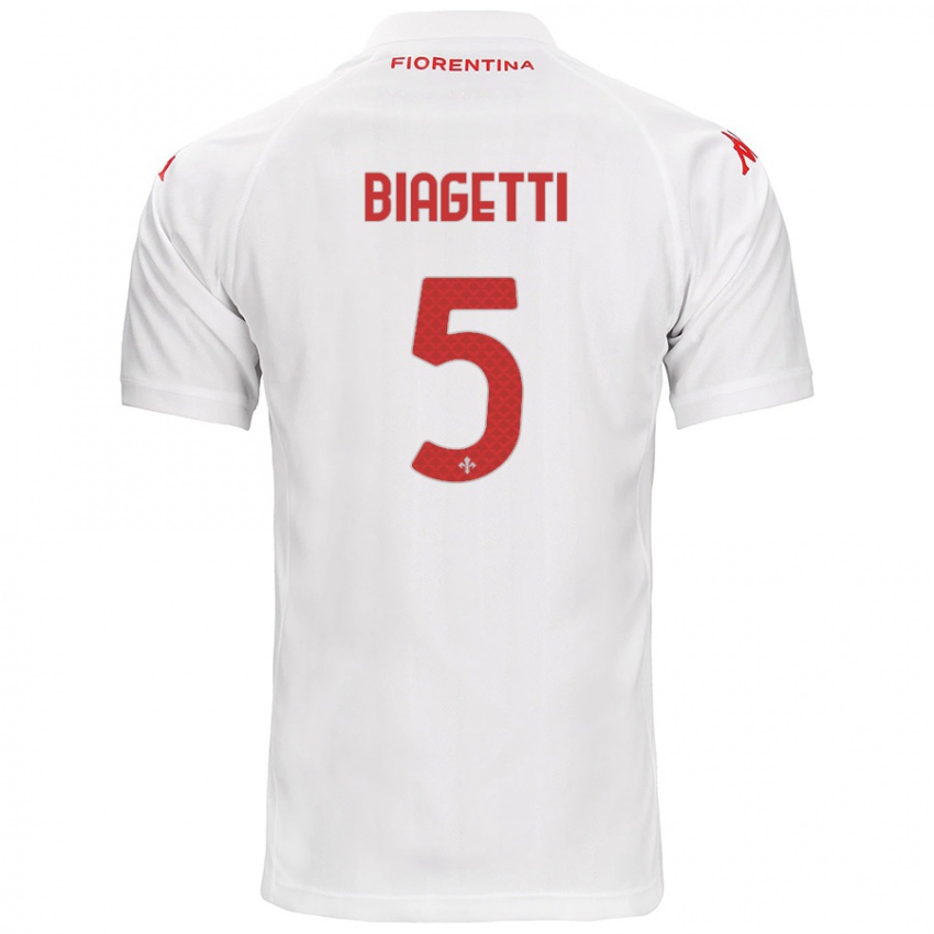 Herren Christian Biagetti #5 Weiß Auswärtstrikot Trikot 2024/25 T-Shirt