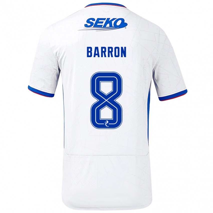 Herren Connor Barron #8 Weiß Blau Auswärtstrikot Trikot 2024/25 T-Shirt