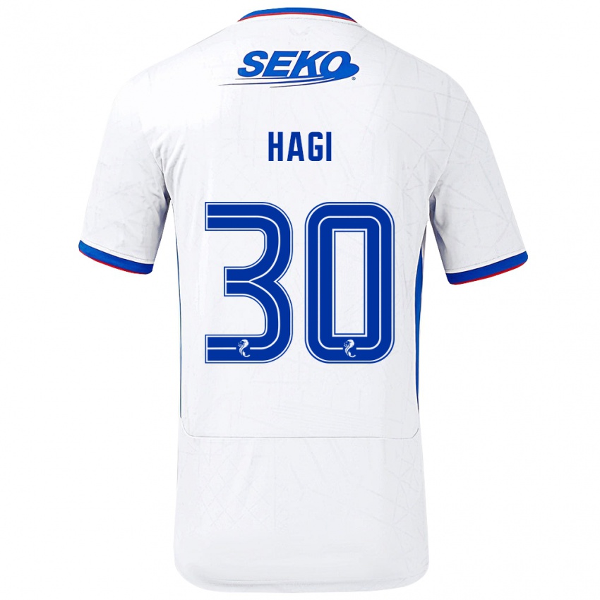 Herren Ianis Hagi #30 Weiß Blau Auswärtstrikot Trikot 2024/25 T-Shirt