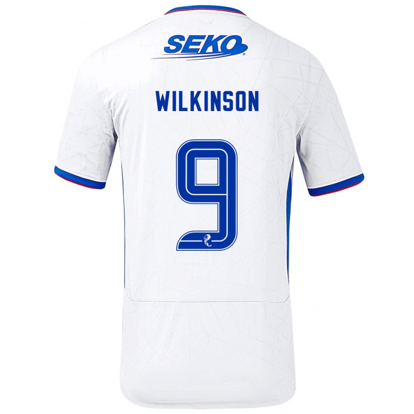 Herren Katie Wilkinson #9 Weiß Blau Auswärtstrikot Trikot 2024/25 T-Shirt