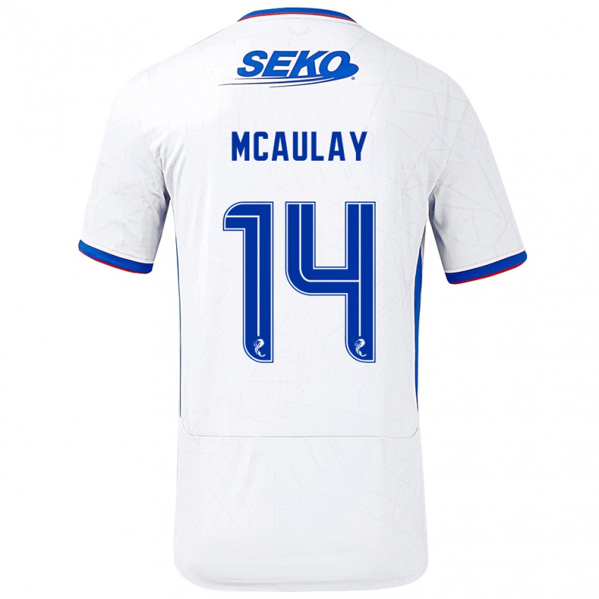 Herren Mia Mcaulay #14 Weiß Blau Auswärtstrikot Trikot 2024/25 T-Shirt