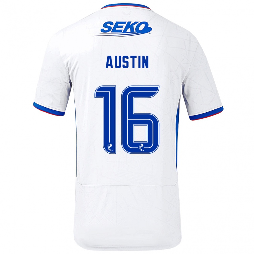 Herren Eilidh Austin #16 Weiß Blau Auswärtstrikot Trikot 2024/25 T-Shirt