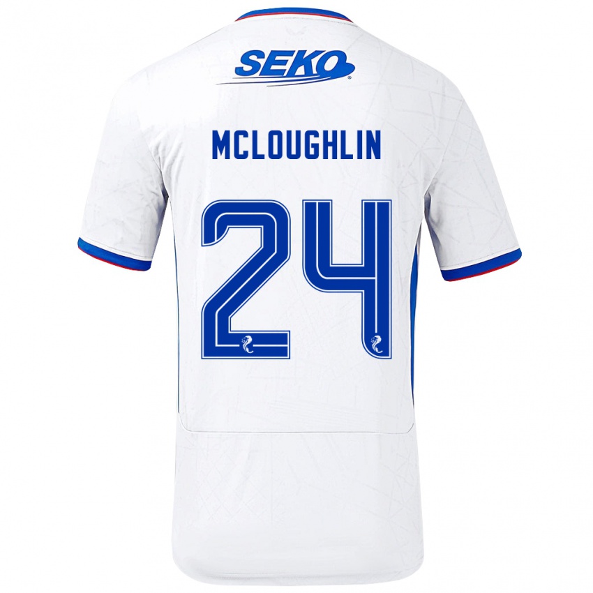 Herren Olivia Mcloughlin #24 Weiß Blau Auswärtstrikot Trikot 2024/25 T-Shirt