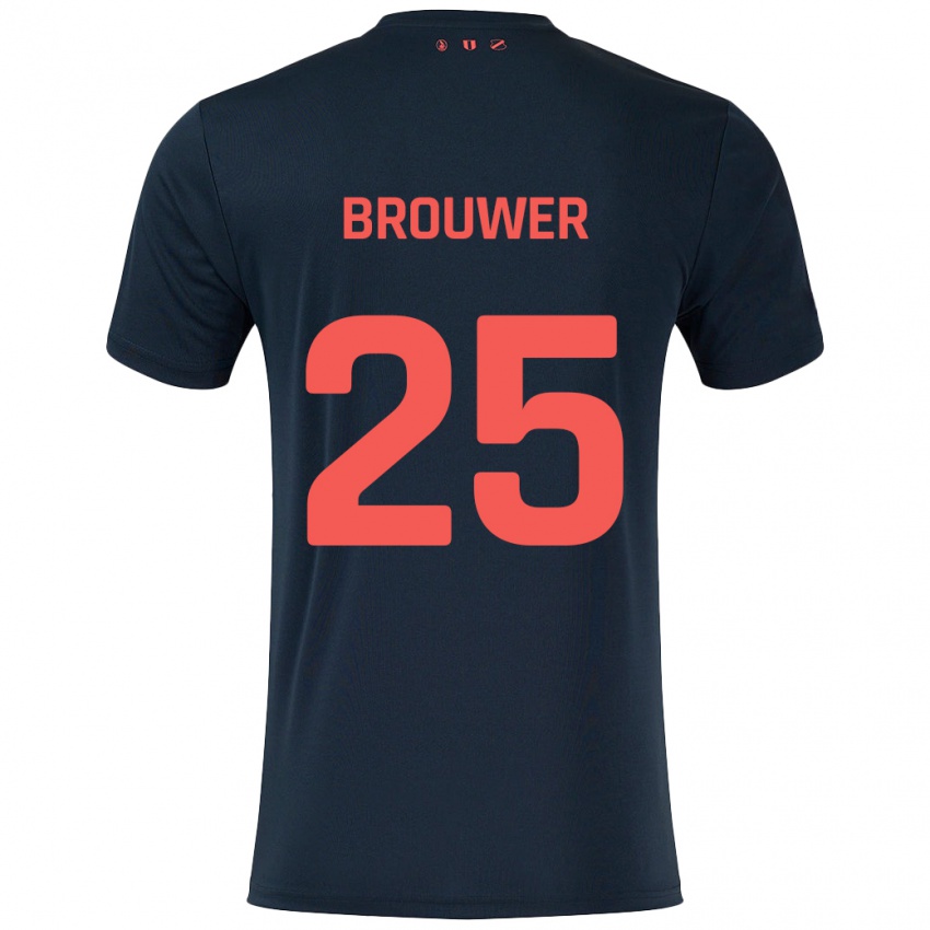 Herren Michael Brouwer #25 Schwarz Rot Auswärtstrikot Trikot 2024/25 T-Shirt