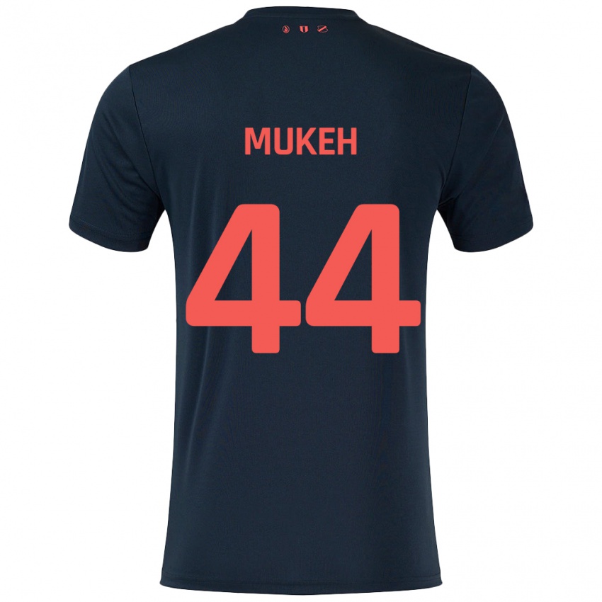 Herren Joshua Mukeh #44 Schwarz Rot Auswärtstrikot Trikot 2024/25 T-Shirt