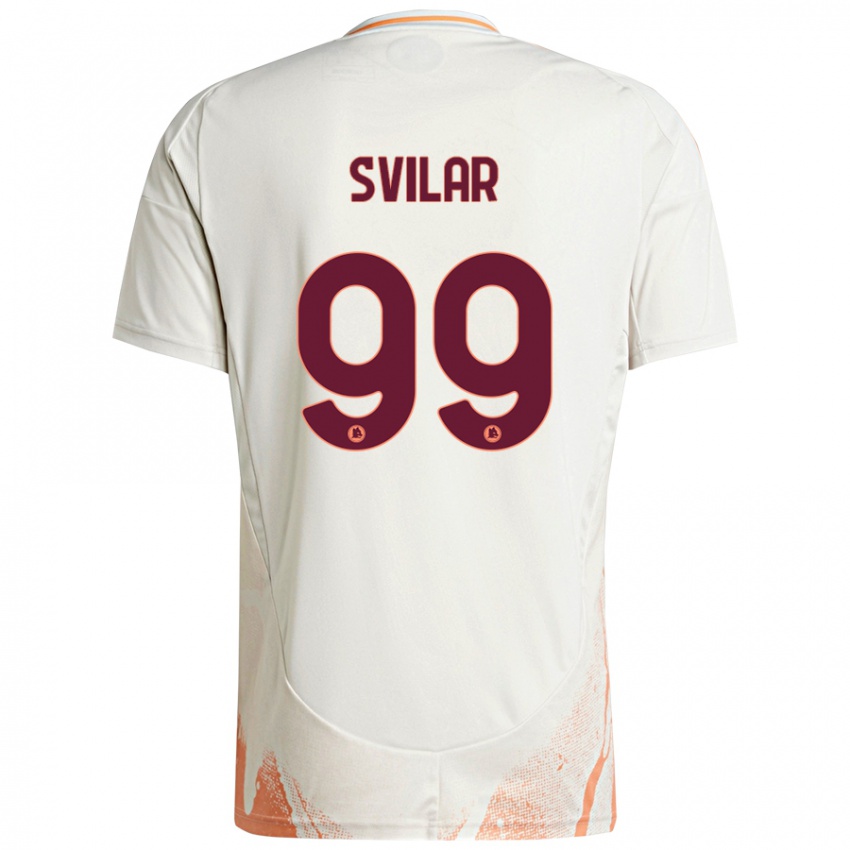 Herren Mile Svilar #99 Cremeweiß Orange Auswärtstrikot Trikot 2024/25 T-Shirt