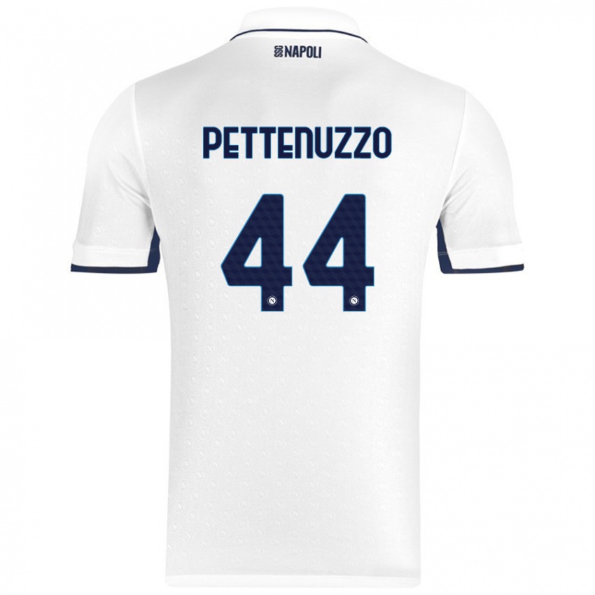 Herren Tecla Pettenuzzo #44 Weiß Königsblau Auswärtstrikot Trikot 2024/25 T-Shirt