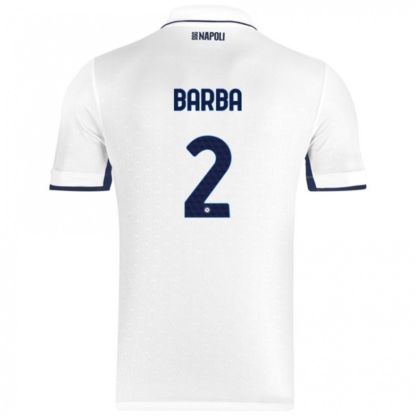 Herren Benedetto Barba #2 Weiß Königsblau Auswärtstrikot Trikot 2024/25 T-Shirt