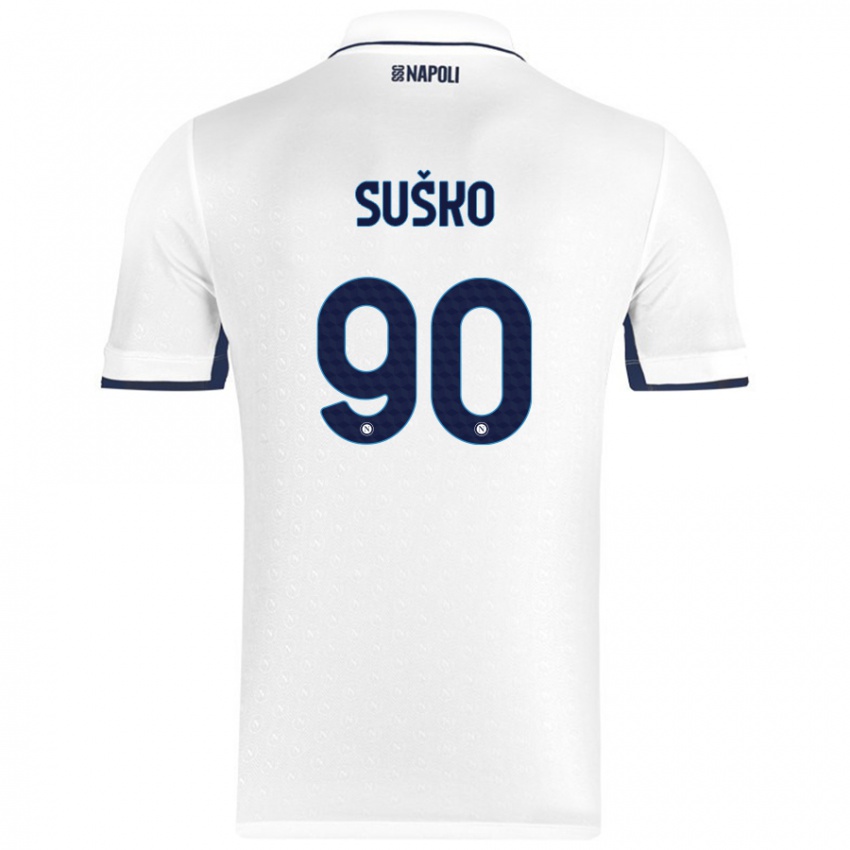 Herren Daniel Suško #90 Weiß Königsblau Auswärtstrikot Trikot 2024/25 T-Shirt