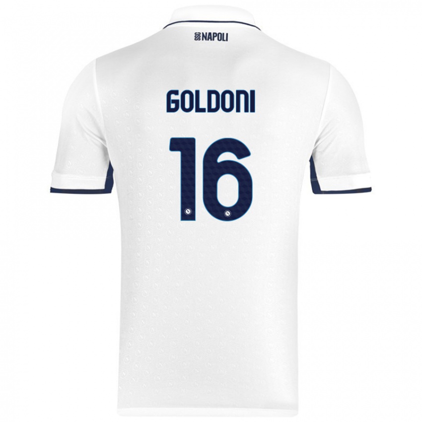 Herren Eleonora Goldoni #16 Weiß Königsblau Auswärtstrikot Trikot 2024/25 T-Shirt