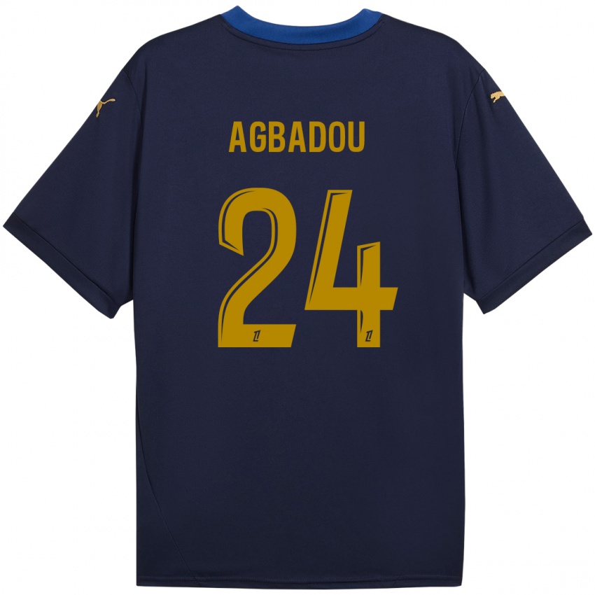 Herren Emmanuel Agbadou #24 Marineblau Gold Auswärtstrikot Trikot 2024/25 T-Shirt