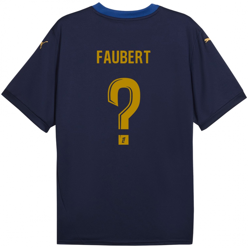 Herren Noam Faubert #0 Marineblau Gold Auswärtstrikot Trikot 2024/25 T-Shirt